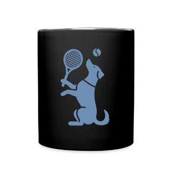 Hund Tennis Silhouette Minimalistisch - Tasse einfarbig - Schwarz - Vorne