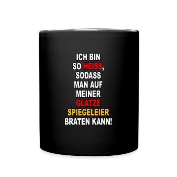 Glatze und Spiegeleier Lustig - Tasse einfarbig - Schwarz - Vorne