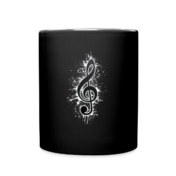 Notenschlüssel Farbspritzer Musiker Geschenkidee - Tasse einfarbig - Schwarz - Vorne