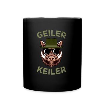 Jagd Jäger Evolution Hirsch Waidmann Lustig Spruch - Tasse einfarbig - Schwarz - Vorne
