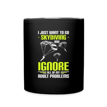 Parachute Sport Skydiver Pilot - Full Colour Mug - black - Front
