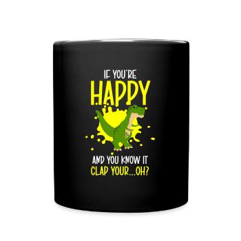 T-Rex Dinos Fossil - Tasse einfarbig - Schwarz - Vorne