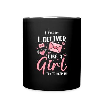 Postman Deliverer Letters Parcel Carrier - Full Colour Mug - black - Front