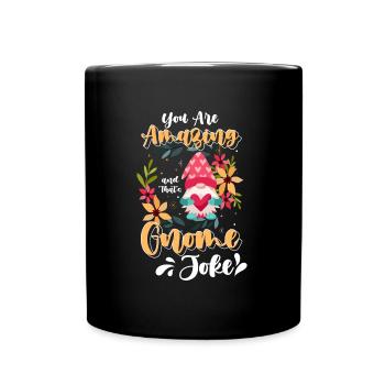 Dwarf Christmas Garden Gnome Gardener - Full Colour Mug - black - Front