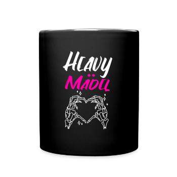 Heavy Mädel Heavy Mädl Heavy Metal Metalfan Rocker - Tasse einfarbig - Schwarz - Vorne