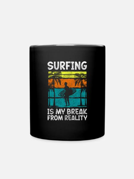 Surfer Surferboy Windsurfing Surfboard - Full Colour Mug - black