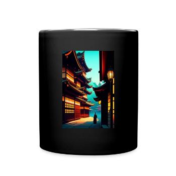 Japanese Village ,Art Anime Manga Aesthetics - Full Colour Mug - black - Front