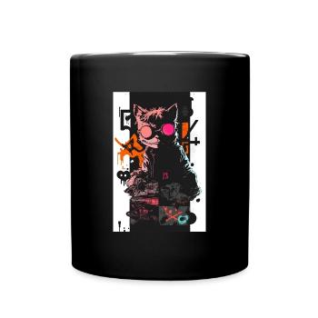 Cat Graffiti Design by ART8NS Art ON Streetwear - Tasse einfarbig - Schwarz - Vorne