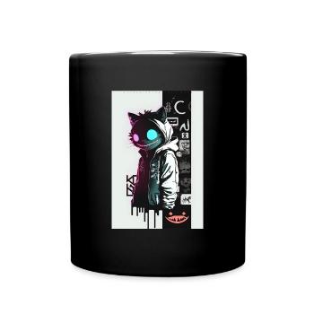 Crazy Graffiti Cat by ART8NS Art ON Streetwear - Tasse einfarbig - Schwarz - Vorne