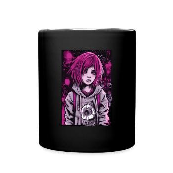 Pink Cyberpunk Girl ART8NS - Art ON Streetwear - Mug uni - noir - Devant
