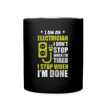 Electrician Craft Voltage Lightning - Full Colour Mug - black - Front