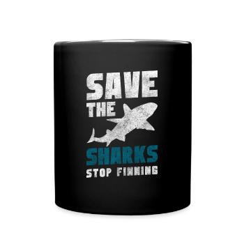 Great White Shark Fin Diver Water - Full Colour Mug - black - Front