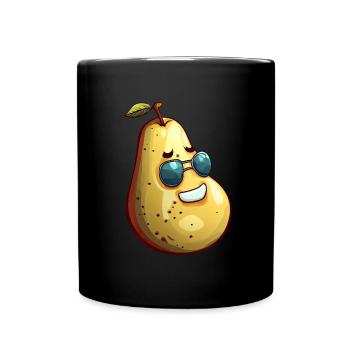Coole Kawaii Birne mit Sonnenbrille – Lustiges - Tasse einfarbig - Schwarz - Vorne