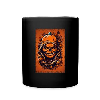 Halloween Grim Reaper & Pumpkin - Dark - Full Colour Mug - black - Front