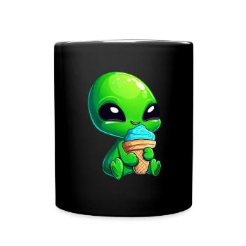Alien Green Alien Ice Crème glacée molle Crème glacée bleue - Mug uni - noir - Devant