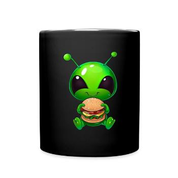 Hungry Alien: Cheeseburger Devourer - Full Colour Mug - black - Front