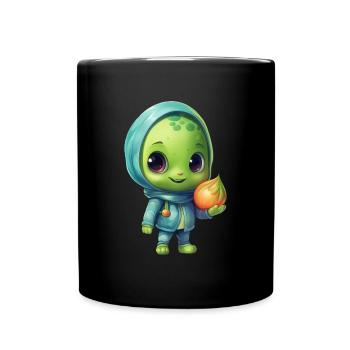 Blau-Pinker Alien Skateboarder: Kosmische Tricks - Tasse einfarbig - Schwarz - Vorne