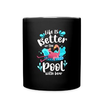 Piscine Natation Flamant Cool - Mug uni - noir - Devant