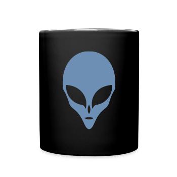 Alien Silhouette Head Face - Full Colour Mug - black - Front