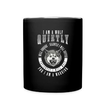 Wolf Nordisch Mond - Tasse einfarbig - Schwarz - Vorne