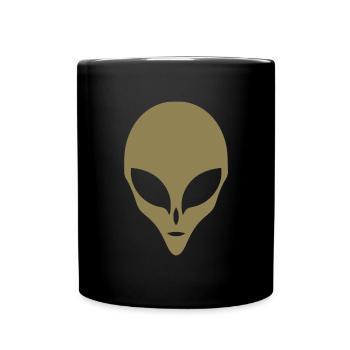 Alien Silhouette Head Face - Full Colour Mug - black - Front