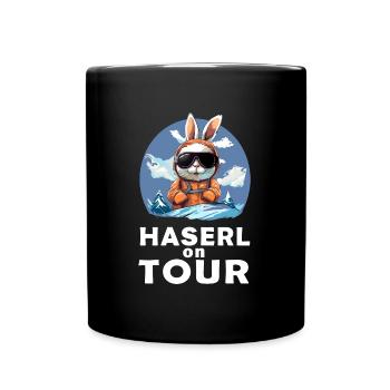 Skitour Hase Skitouren Haserl on tour - Tasse einfarbig - Schwarz - Vorne