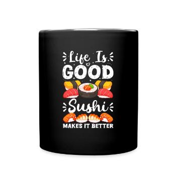 Sushi Reis Lecker - Tasse einfarbig - Schwarz - Vorne