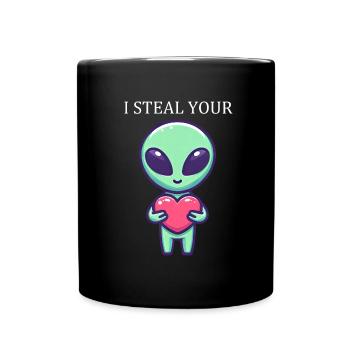 Alien außerirdisch Ich Stehle dein Herz - Tasse einfarbig - Schwarz - Vorne