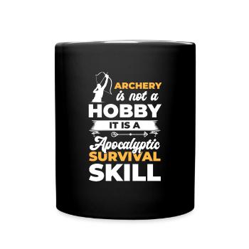 Bogenschütze Langbogen Hobby Treffer - Tasse einfarbig - Schwarz - Vorne