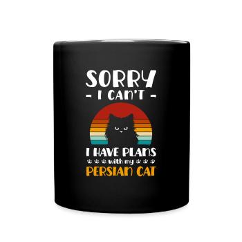 Perser Katze Katzendame Liebe - Tasse einfarbig - Schwarz - Vorne