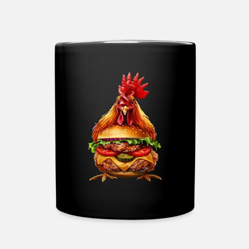 Hühner Huhn Burger - Tasse einfarbig - Schwarz