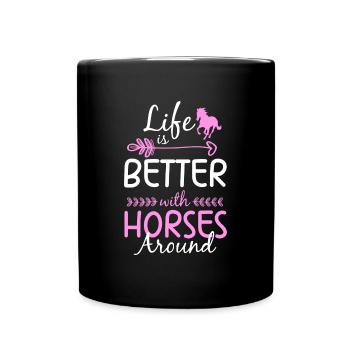 Chevaux Cheval Fille Poney - Mug uni - noir - Devant