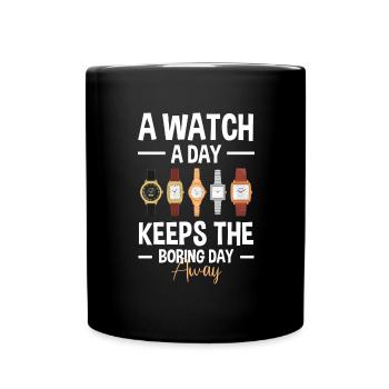 Uhr Schmuck Uhrensammlung - Tasse einfarbig - Schwarz - Vorne