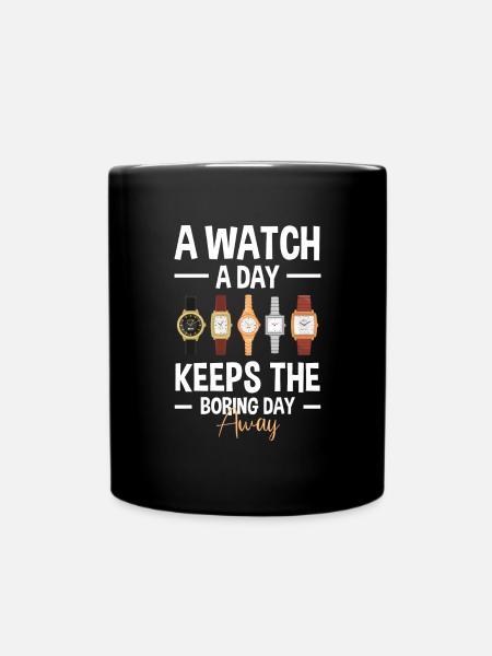 Uhr Schmuck Uhrensammlung - Tasse einfarbig - Schwarz