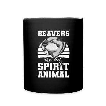 Beaver Bober Natural Wood - Full Colour Mug - black - Front