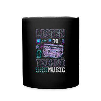 Techno Electro Music Dubstep Edm - Full Colour Mug - black - Front