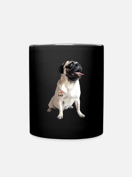 Pug Dad Papa - Tasse einfarbig - Schwarz