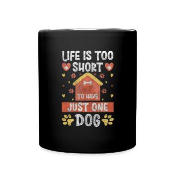 Hundebesitzer Vierbeiner Welpe Liebe - Tasse einfarbig - Schwarz - Vorne