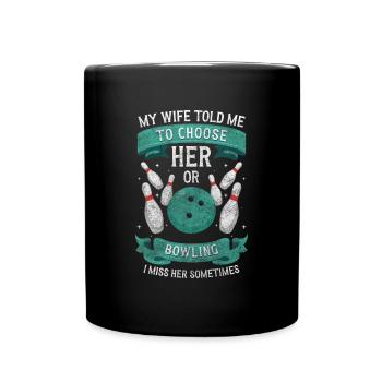 Bowling Bowlen Sport Bowlingbahn - Tasse einfarbig - Schwarz - Vorne