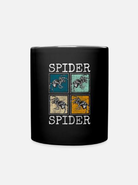 Spinnennetz Arachniden Jäger Phobie - Tasse einfarbig - Schwarz