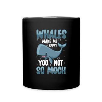 Wale Fisch Meeresbewohner - Tasse einfarbig - Schwarz - Vorne