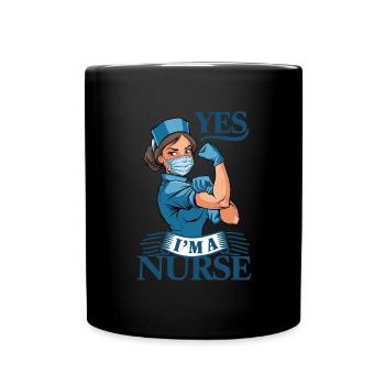 Lustige Krankenschwester mit Humor - Tasse einfarbig - Schwarz - Vorne