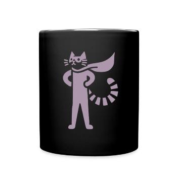 Cats Superhero Hero Silhouette Cloak - Full Colour Mug - black - Front