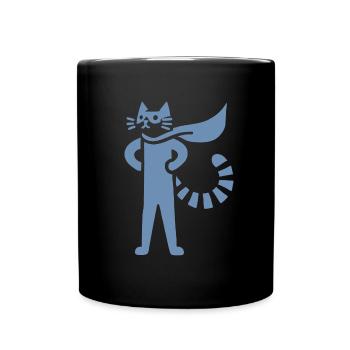 Cats Superhero Hero Silhouette Cloak - Full Colour Mug - black - Front