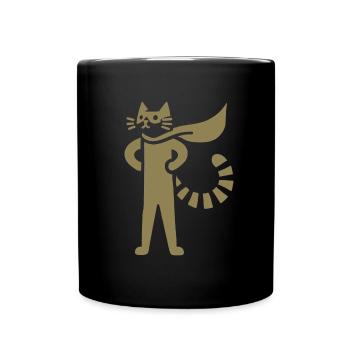 Cats Superhero Hero Silhouette Cloak - Full Colour Mug - black - Front