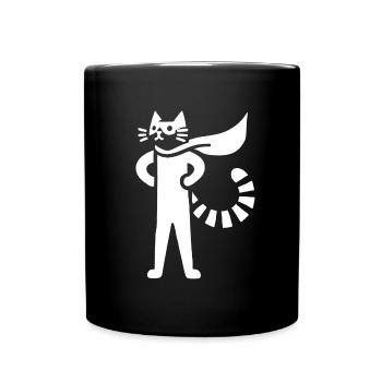 Cats Superhero Hero Silhouette Cloak - Full Colour Mug - black - Front
