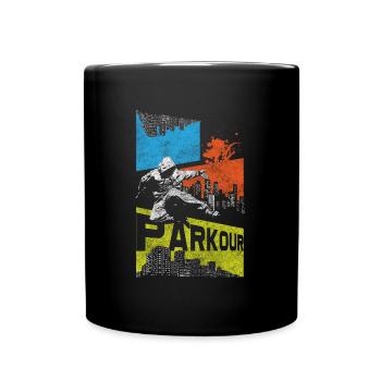Freerunning Laufen Mutig Abenteuer - Tasse einfarbig - Schwarz - Vorne