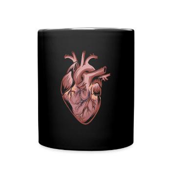 Anatomie Herz Herzen Heart Aorta Arterie - Tasse einfarbig - Schwarz - Vorne