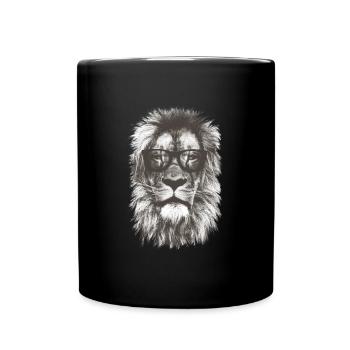 Hipster Lion - Full Colour Mug - black - Front