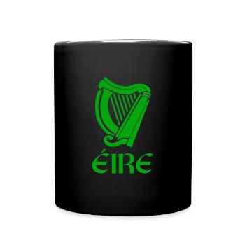 St. Patricks Day Gälisch sagt Eire mit Harfe - Tasse einfarbig - Schwarz - Vorne